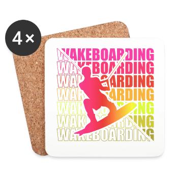 Wakeboard Wakeboarder Wakeboarding Freestyle DNA - Dessous de verre (lot de 4) - blanc - Devant