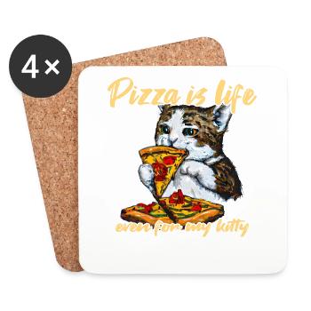 La pizza, c’est la vie même pour mon chaton - Dessous de verre (lot de 4) - blanc - Devant