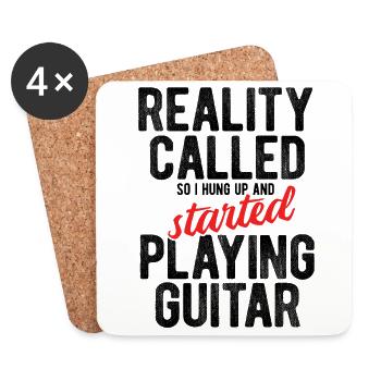 Akustik Spruch Für E-Gitarre Konzert Gitarre - Untersetzer (4er-Set) - Weiß - Vorne