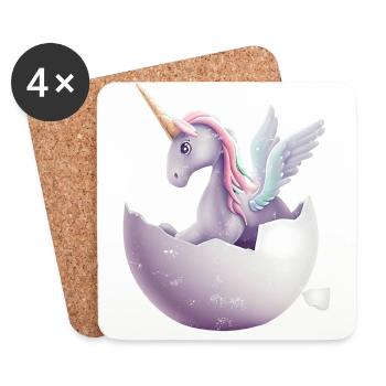 Baby unicorn hatches from egg - Coasters (set of 4) - white - Front
