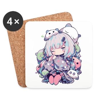 Kawaii nightgown for manga and anime lovers - Coasters (set of 4) - white - Front