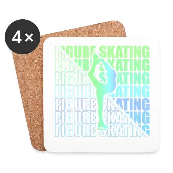 Patineuse artistique Club de patinage artistique Fille Patinage sur glace - Dessous de verre (lot de 4) - blanc - Devant
