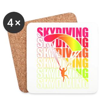 Skydive Freefly Fallschirmspringer Shirt Skydiving - Untersetzer (4er-Set) - Weiß - Vorne