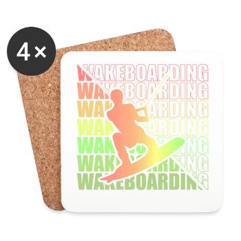 Wakeboard Wakeboarder Wakeboarding Freestyle DNA - Dessous de verre (lot de 4) - blanc - Devant