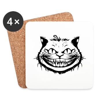 Verrückte Grinsekatze - Crazy Cheshire Cat Face - Untersetzer (4er-Set) - Weiß - Vorne
