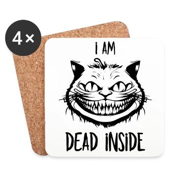 I'm Dead Inside - Grinsekatze für Katzenliebhaber - Untersetzer (4er-Set) - Weiß - Vorne
