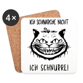 Ich schnarche nicht, Ich schnurre - Grinsekatze - Untersetzer (4er-Set) - Weiß - Vorne