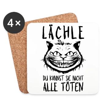 Lächle Du kannst sie nicht alle töten Grinsekatze - Untersetzer (4er-Set) - Weiß - Vorne