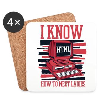 I Know Hot To Meet Ladies Developer Coder - Untersetzer (4er-Set) - Weiß - Vorne