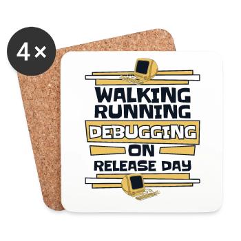Walking Running Debugging Release Day Coder - Untersetzer (4er-Set) - Weiß - Vorne