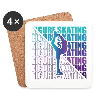 Patineuse artistique Club de patinage artistique Fille Patinage sur glace - Dessous de verre (lot de 4) - blanc - Devant