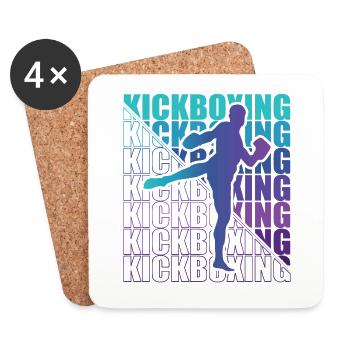 Kickboxer, Martial Arts, Kickboxing, Kickboxing - Coasters (set of 4) - white - Front