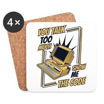 Tu parles trop Montrez-moi le développeur de code - Dessous de verre (lot de 4) - blanc - Devant