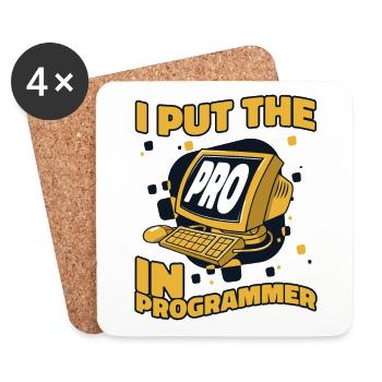 I Put The Pro In Programmer Developer Coder - Coasters (set of 4) - white - Front