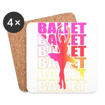 Ballet, Ballerine, Fille, Fille, Danse - Dessous de verre (lot de 4) - blanc - Devant