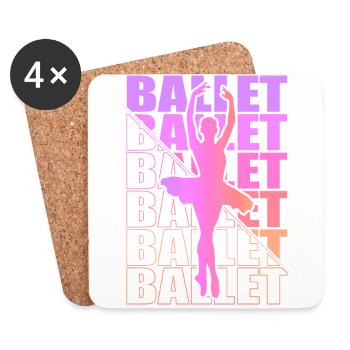 Ballet, Ballerine, Fille, Fille, Danse - Dessous de verre (lot de 4) - blanc - Devant