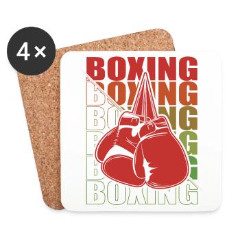 Boxen Martial Arts Boxing Box Club Boxer - Coasters (set of 4) - white - Front