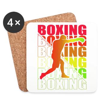 Boxen Arts Martiaux Boxe Box Club Boxeur - Dessous de verre (lot de 4) - blanc - Devant