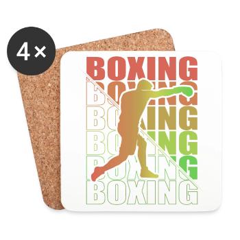 Boxen Arts Martiaux Boxe Box Club Boxeur - Dessous de verre (lot de 4) - blanc - Devant