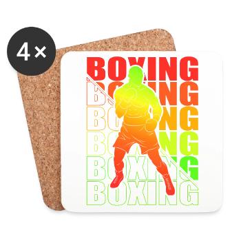 Boxen Martial Arts Boxing Box Club Boxer - Coasters (set of 4) - white - Front