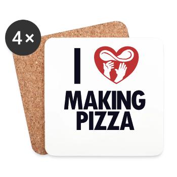 I love making pizza pizza tray pizza oven pizza - Coasters (set of 4) - white - Front
