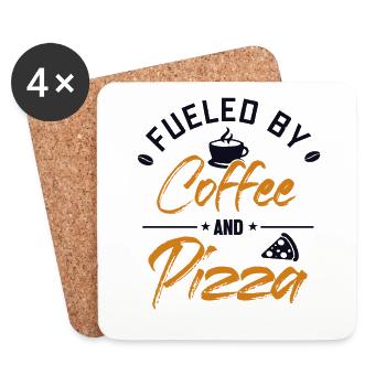 Fueled by Coffee and Pizza Pizza Tray Pizza Oven - Coasters (set of 4) - white - Front