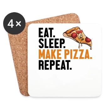 Eat Sleep Make Pizza Repeat Pizzablech Pizzaofen - Untersetzer (4er-Set) - Weiß - Vorne