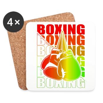 Boxen Arts Martiaux Boxe Box Club Boxeur - Dessous de verre (lot de 4) - blanc - Devant