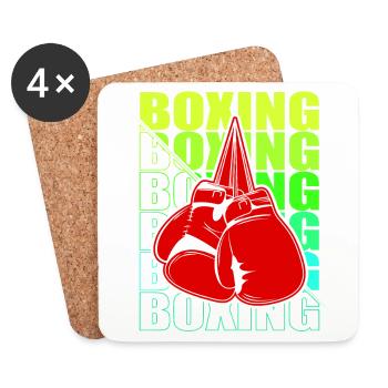 Boxen Martial Arts Boxing Box Club Boxer - Coasters (set of 4) - white - Front