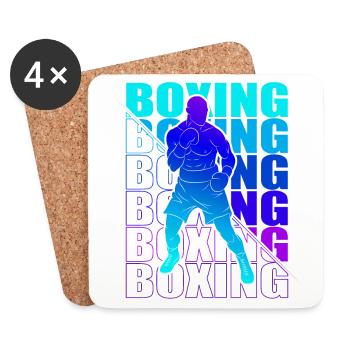 Boxen Arts Martiaux Boxe Box Club Boxeur - Dessous de verre (lot de 4) - blanc - Devant