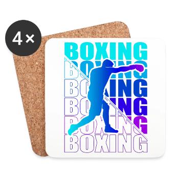 Boxen Martial Arts Boxing Box Club Boxer - Coasters (set of 4) - white - Front