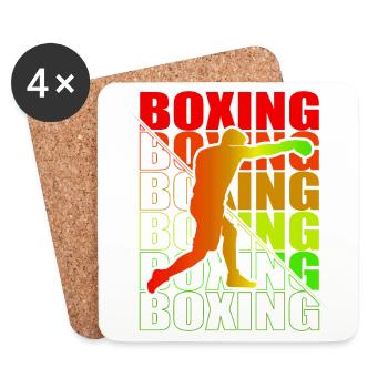 Boxen Martial Arts Boxing Box Club Boxer - Coasters (set of 4) - white - Front