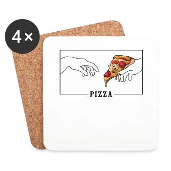 Michelangelo Création d’Adam Pizza Pizza - Dessous de verre (lot de 4) - blanc - Devant