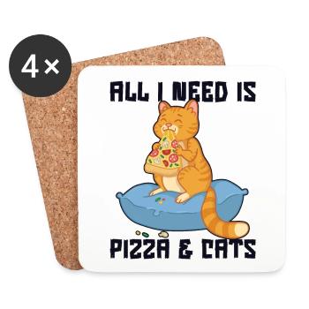 All I Need Is Pizza And Cats Pizzaofen Pizza - Untersetzer (4er-Set) - Weiß - Vorne