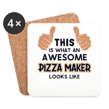 Voici à quoi ressemble une pizzeria géniale - Dessous de verre (lot de 4) - blanc - Devant
