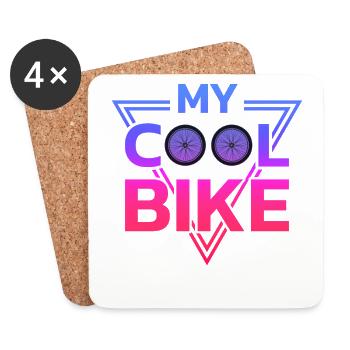 Tenue de vélo vintage, vélo urbain freestyle BMX - Dessous de verre (lot de 4) - blanc - Devant