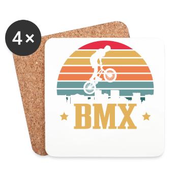 Tenue de vélo vintage, vélo urbain freestyle BMX - Dessous de verre (lot de 4) - blanc - Devant