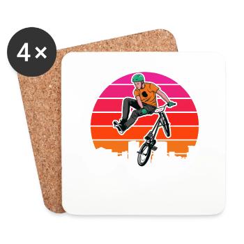 Tenue de vélo vintage, vélo urbain freestyle BMX - Dessous de verre (lot de 4) - blanc - Devant