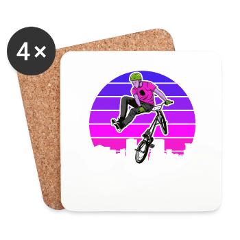 vintage Bike Outfit, Fahrrad Urban Freestyle BMX - Untersetzer (4er-Set) - Weiß - Vorne