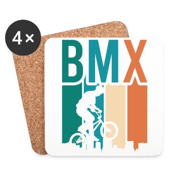 Tenue de vélo vintage, vélo urbain freestyle BMX - Dessous de verre (lot de 4) - blanc - Devant