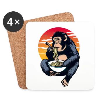 Schimpanse Ramen im Sonnenuntergang - Untersetzer (4er-Set) - Weiß - Vorne