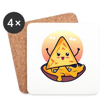 Chips de nacho dans un bain de fromage crémeux - Dessous de verre (lot de 4) - blanc - Devant