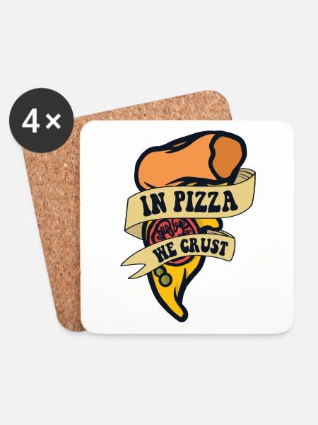 In Pizza We Crust Pizzaofen Pizza Pizzablech - Untersetzer (4er-Set) - Weiß