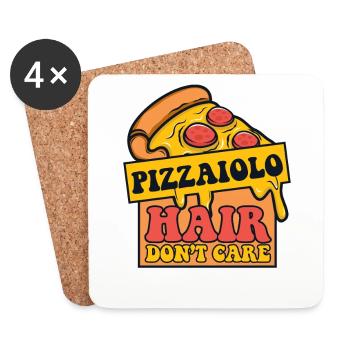 Pizzaiolo Hair Don't Care Pizza Oven Pizza - Coasters (set of 4) - white - Front