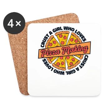 Crust A Girl Who Loves Pizza Making Pizza - Coasters (set of 4) - white - Front