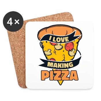 I love making pizza pizza oven pizza pizza tray - Coasters (set of 4) - white - Front