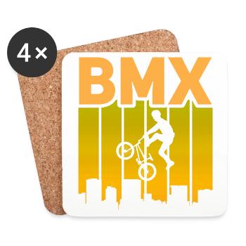 Tenue de vélo vintage, vélo urbain freestyle BMX - Dessous de verre (lot de 4) - blanc - Devant