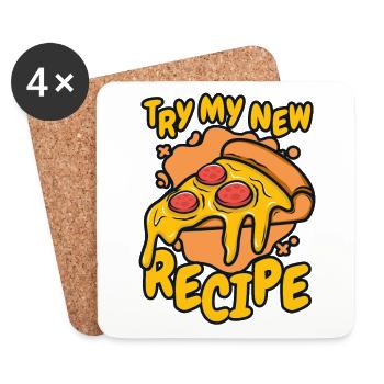 Try My New Recipe Pizza Pizzablech Pizzaofen - Untersetzer (4er-Set) - Weiß - Vorne