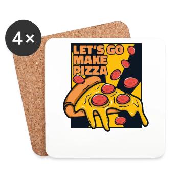 Let's Go Make Pizza Pizzablech Pizzaofen Pizza - Untersetzer (4er-Set) - Weiß - Vorne
