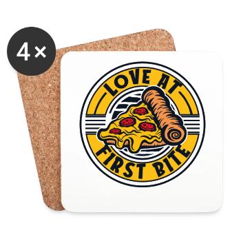Love At First Pizza Oven Pizza Pizza Tray - Dessous de verre (lot de 4) - blanc - Devant